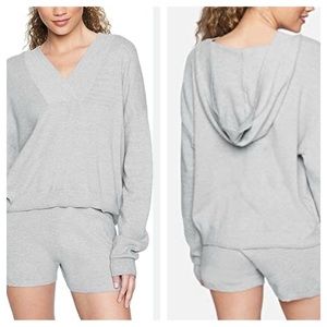 Hurley Heather Gray Rib Knit Hooded Long Sleeve Sweater Size L